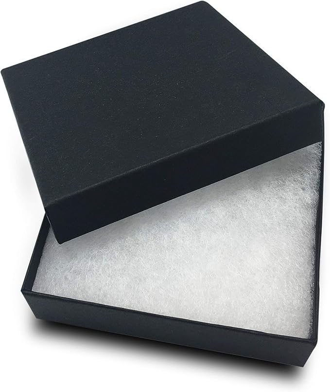 TheDisplayGuys - 25-Pack #33 Cotton Filled Cardboard Paper Jewelry Boxes Gift Case - Matte Black (3.5" x 3.5" x 1.0") - for Shipping or Storage