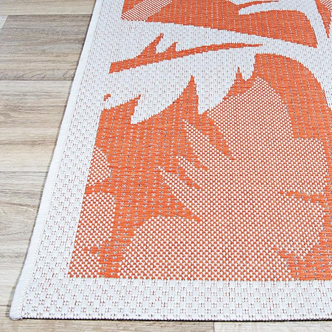 Couristan Monaco Indoor Outdoor Area Rug – Coastal Flora 2'3" x 11'9" Runner in Ivory Orange – Flatwoven, Hose Washable, Pet Friendly Rug for Patio, Porch and Home Decor