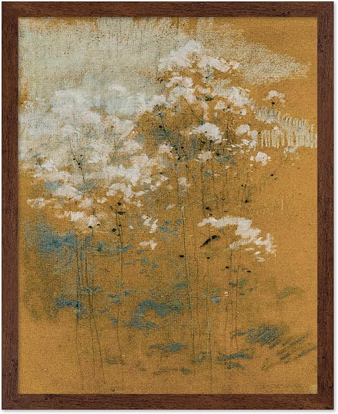 Poster Master Vintage Wild Flowers Poster - Retro Tonal Botanical Painting Print - Abstract Art - Floral Art - Farmhouse Art - Aesthetic Flower Shop or Living Room Wall Decor, 8x10 Brown Framed