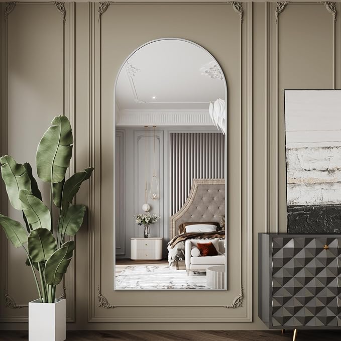 34"x76"Standing Mirror Full Length,Nano Glass Large Mirror Full Length, Arched Floor Mirrors,Silver Mirror,Tall Mirrors Full Body