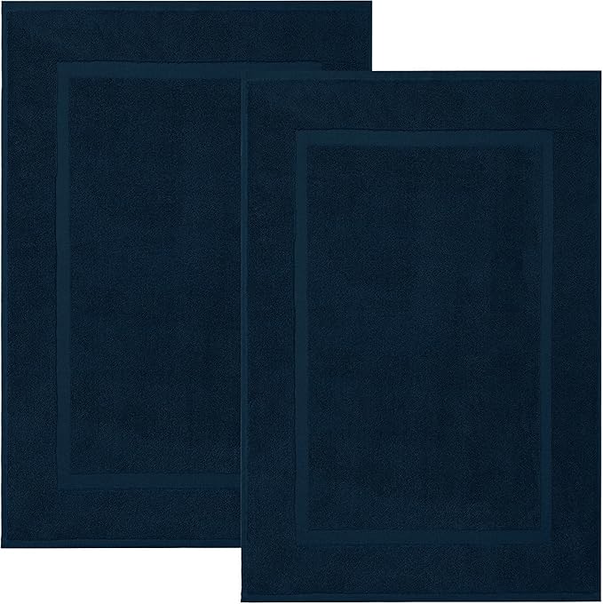 DAN RIVER Classic Bath Mat - Blue Opal, 100% Ring Spun Cotton, Pack of 2, 21x34 inches, 800 GSM, Non-Slip, Absorbent, Quick Drying, Machine Washable Bathroom Floor Mats for Shower, Kitchen & Bath