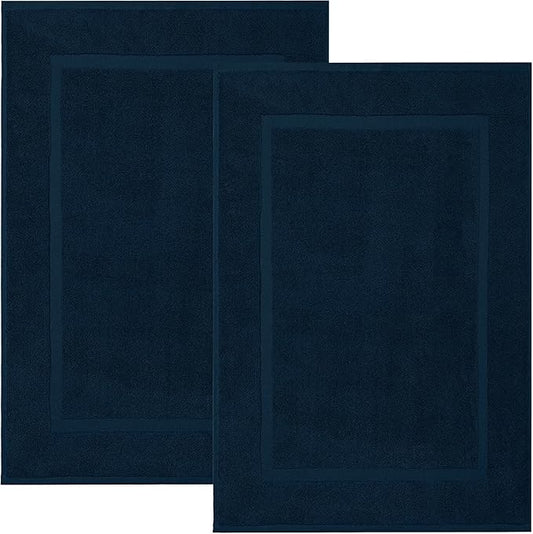 DAN RIVER Classic Bath Mat - Blue Opal, 100% Ring Spun Cotton, Pack of 2, 21x34 inches, 800 GSM, Non-Slip, Absorbent, Quick Drying, Machine Washable Bathroom Floor Mats for Shower, Kitchen & Bath