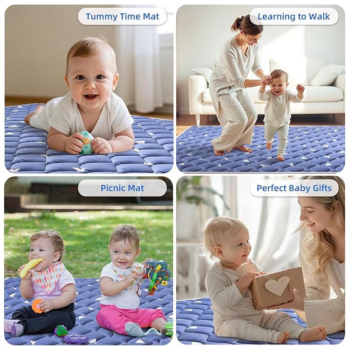 Lilyvibebearhappy Baby Play Mat 71" X 59", Premium Thicken Foam One-Piece Crawling Mat, Extra Large Non-Slip Cushioned Activity Playmats for Babies, Toddlers, Infants, Play & Tummy Time