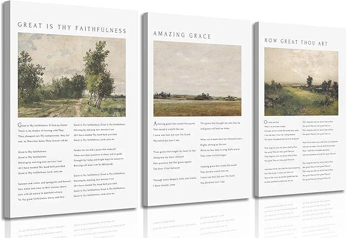 Christian Bible Canvas Wall Art How Great Thou Art Hymn Verse Painting Picture Wall Decor Vintage Scripture Religious Faith Poster Print for Living Room Bedroom Church Scene Home Decorate