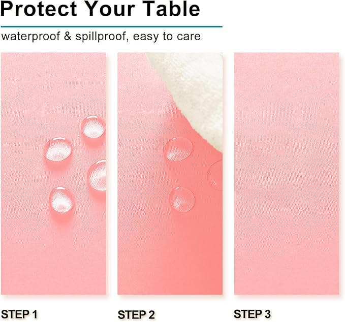 Hiasan Rose Pink Rectangle Tablecloth - Waterproof Washable Polyester Christmas Fabric Table Cloth for Buffect Dining Birthday Party Wedding, 54 x 80 Inch