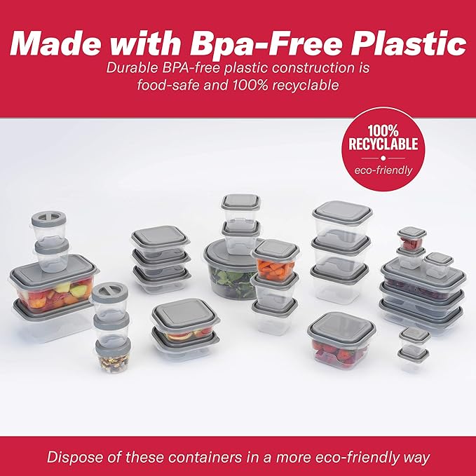 GoodCook EveryWare 60pc Container Set, BPA Free - 60-Piece Food Container Set, Microwave and Freezer Safe, Embossed Measurements, Secure Lids