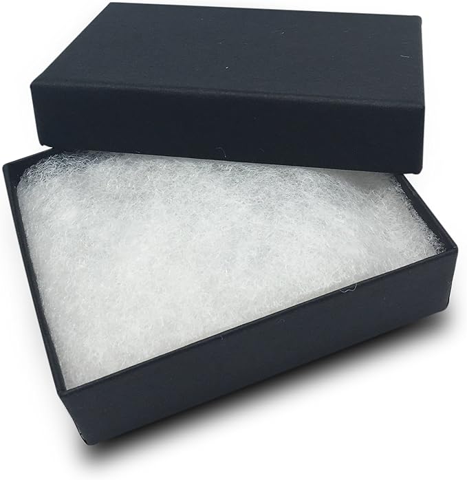 TheDisplayGuys - 25-Pack #32 Cotton Filled Cardboard Paper Jewelry Boxes Gift Case - Matte Black (3.3" x 2.3" x 1.0") - for Shipping or Storage