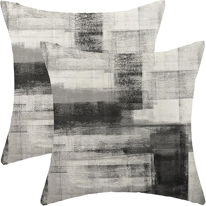 Boho Pillow Covers 18x18 Pack of 2 Black Art Painting Decorative Throw Pillow Covers Outdoor Decor Bohemian Abstract Modern Decor Pillowcase Farmhouse Cushion Case for Sofa Couch
