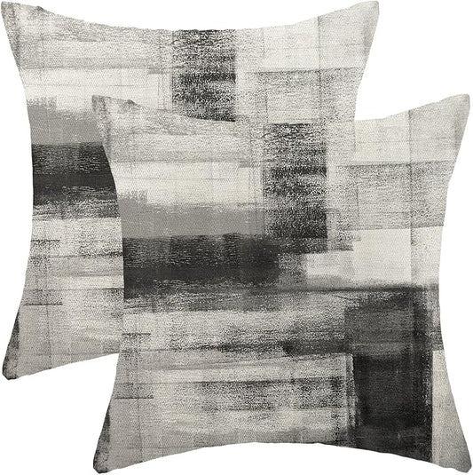 Boho Pillow Covers 18x18 Pack of 2 Black Art Painting Decorative Throw Pillow Covers Outdoor Decor Bohemian Abstract Modern Decor Pillowcase Farmhouse Cushion Case for Sofa Couch
