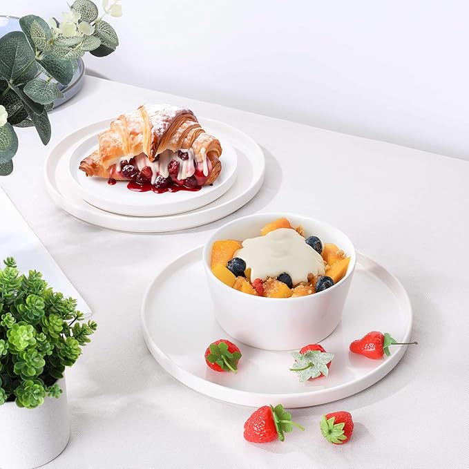 Herogo Dinnerware Sets with Pasta Bowls for 4, 16 Piece Dinner Salad Plates and Cereal Serving Bowls, Double Reactive Glaze, Microwave & Dishwasher Safe, Chip & Scratch Resistant, Speckled White