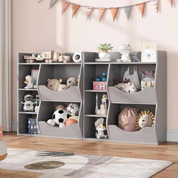 GarveeHome Kids Toy Storage Organizer, Children Bookcase with Storage Cubbies, Toddler Toy Shelf for Playroom, Living Room, Nursery
