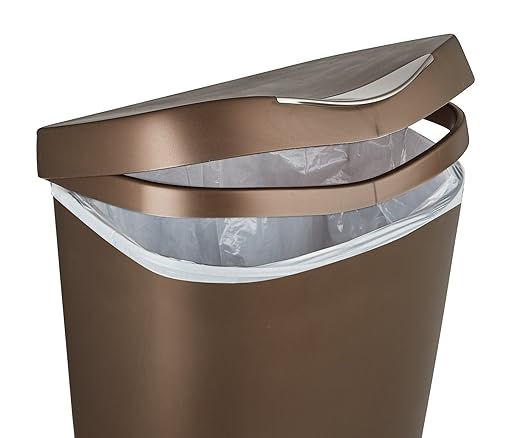 Umbra 084200-125 , Bronze Brim Large Kitchen Trash Stainless Steel Foot Pedal – Stylish and Durable 13 Gallon Step Garbage Can with Lid