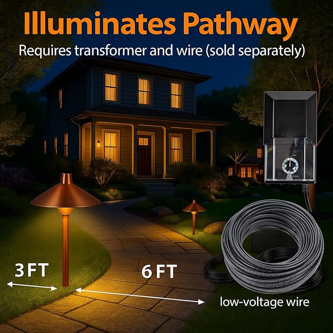 LED Pathway 126 Landscape Light (4 Pack) 12V Solid Copper Low Voltage 4W G4 LED Light Bulb Included Outdoor Mushroom Security Garden Patio Area Light for Beautiful Bright Long Lasting