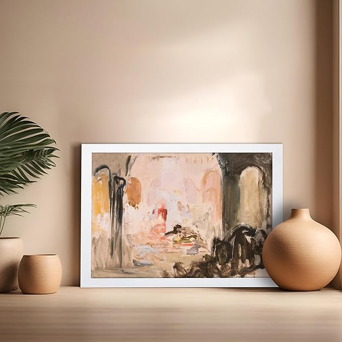Poster Master Vintage Abstract Poster - Retro City Landscape - Modern Farmhouse Art - Aesthetic Art - Great Living Room or Office Decor, 16x20 White Framed