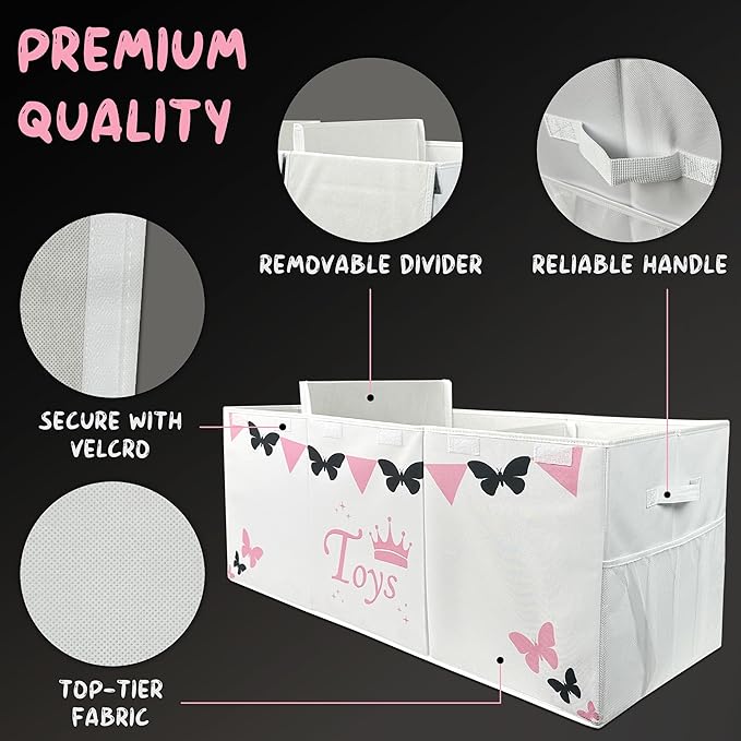 Extra Large Toy Box for Girls - Toy Storage Organizer For Living Room with Lids - 40"x14"x16" Collapsible 600D Oxford Toy Chest for Kids, Boys, Girls - Durable Toy Bin for Playroom, Nursery