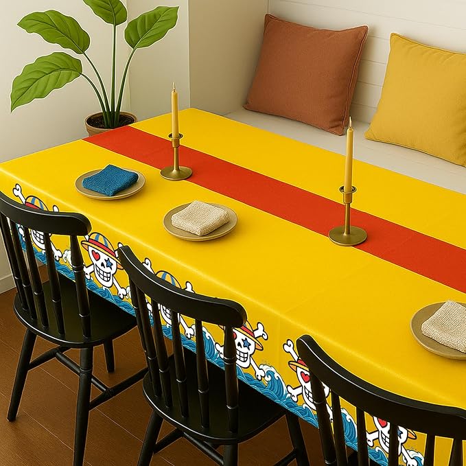 8Pcs 2in1 Straw Hat Skull Birthday Party Decorations Tablecloth, 54" x 108" Table Cloth Disposable Rectangle Plastic Table Cover for Kids Baby Shower Party Supplies