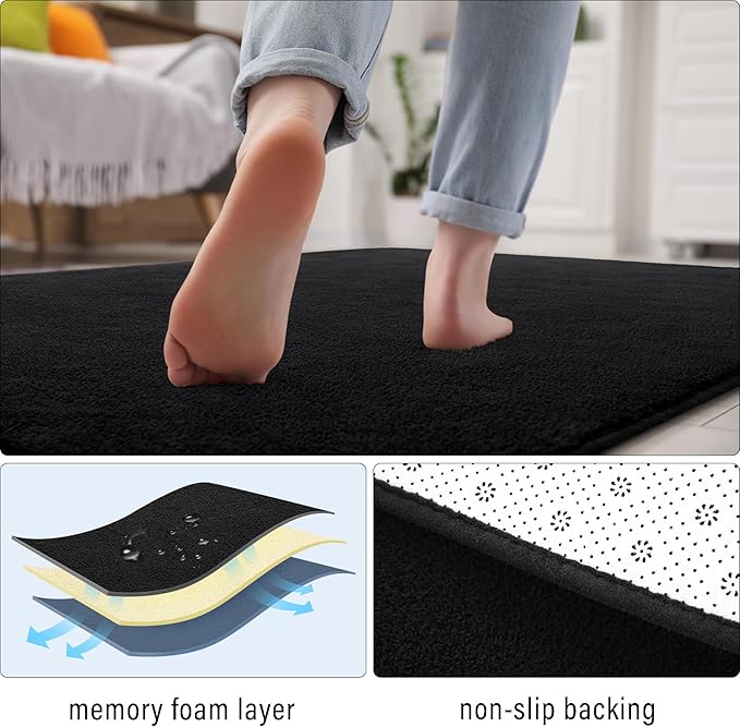 Soft Rugs for Living Room 6x9 Black, Minimalist Area Rug for Bedroom Nursery Dining Table Dorm, Large Throw Rugs for Men Boys Girls Kids Room Indoor Floor Carpets