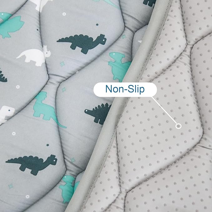 Premium Foam Baby Play Mat 50" X 50", Play Mat for Babies and Toddlers, Baby Floor Play Mat Non Slip Cushioned, Kids Play Mat for Playpen, Thick One-Piece Crawling Mat, Easy Clean, Grey Dinosaur