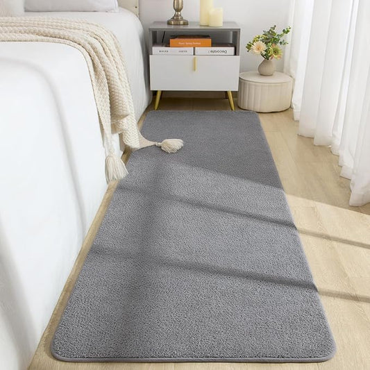 Soft Runner Rugs for Bedroom 2x6, Non Slip Runners for Hallway Kitchen Laundry Dorm Washable, Minimalist Low Pile Long Rugs for Boys Men Girls Kids, Grey