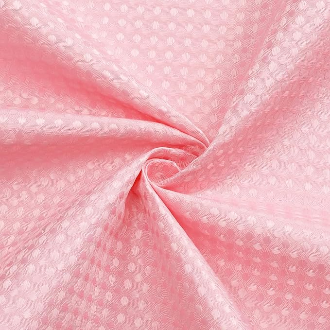 3 in 1 Long Pink Shower Curtain Set-72 W x 78 H, Modern Waffle and PEVA Liner Set with 12 Stainless Steel Hooks, Waterproof Fabric for Bathroom