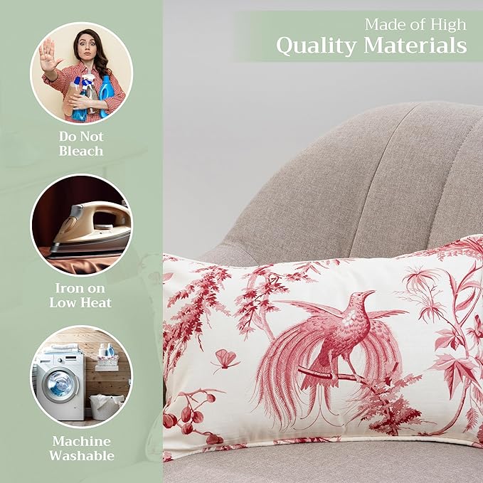 Maison d' Hermine Decorative Pillow Covers 12x20 Inch Rectangle 100% Cotton Throw Pillow Covers with Invisible Zipper for Living Room Couch, Chair, Sofas, Bedroom, Home (Paradise - Lacqer Red)
