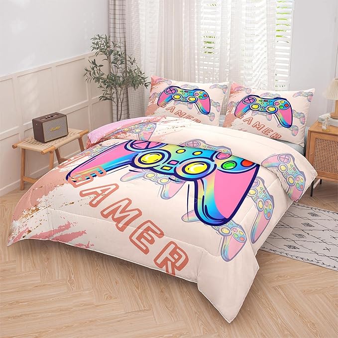 Tailor Shop King Size Gaming Bed Set for Kids Girls Teen,Gaming Comforter for Boys,Gaming Bedding Set All Season with 1 Comforter and 2 Matching Pillowcase…