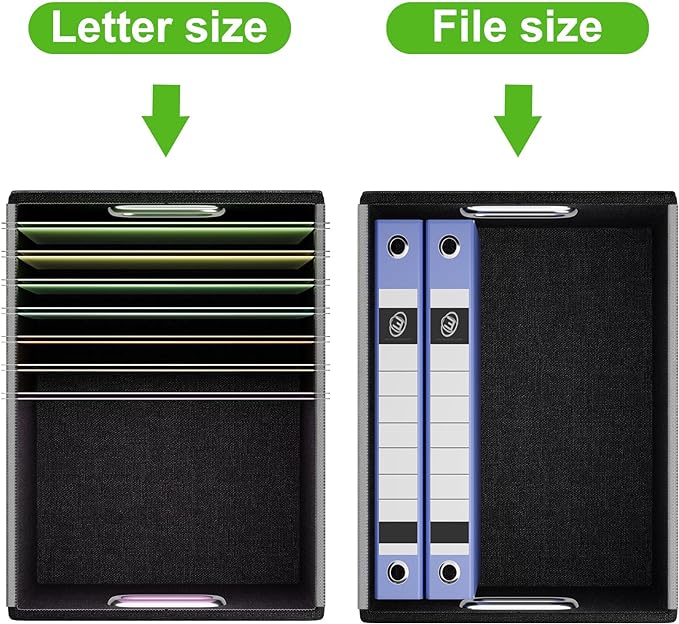 Huolewa Portable Leather File Organizer Storage Boxes, Collapsible File Folder Organizer Boxes with Lids, Document Organizer, Decorative Filing Box Cabinet for Letter/Legal File Folder Storage