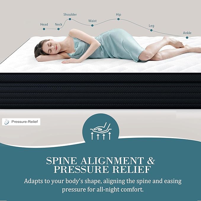 Sleepmax King Mattress 14 Inch - Deep Sleep Hybrid Mattress Pain Relief - Bed in a Box Extra Lumbar & Hip Support - Fiberglass-Free, CertiPUR-US Certified, 365-Night Trial