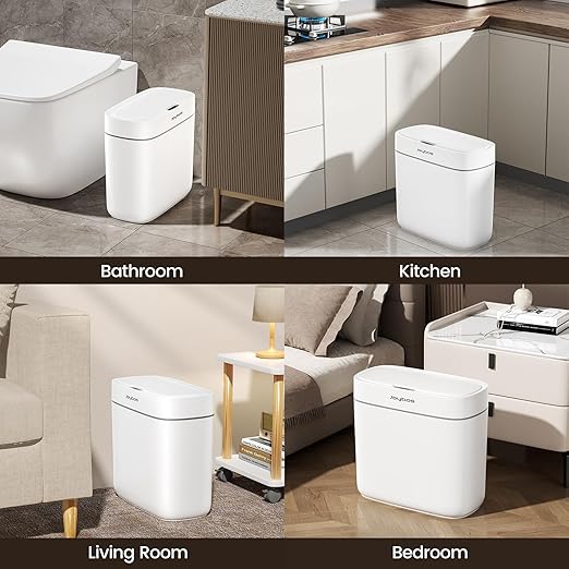 MOPALL Automatic Motion Sensor Bathroom Trash Can with Lid, 3.5 Gallon Touchless Garbage Can,Waterproof Smart Trash Can Small Waste Basket for Kitchen Bedroom Office Bathroom Living Room RV