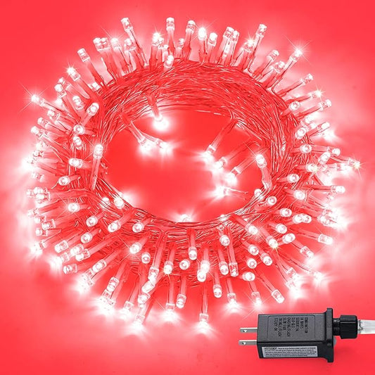 JMEXSUSS 150 LED Red String Lights Indoor Outdoor Waterproof, Connectable 59 Ft Halloween String Lights Plug in, 8 Modes Christmas Tree Light for Bedroom, Patio, Party, Halloween,Christmas Decorations