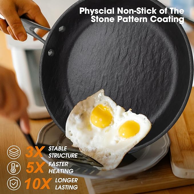 imarku Non Stick Frying Pans - 12 inch Frying Pan Nonstick Skillet, Large Frying Pans Nonstick Dishwasher Safe for Cooking with Cool Stainless Steel Handle,Easy Cleanup, Best Gifts