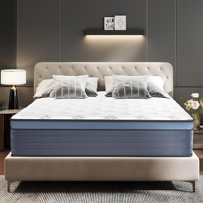 inight King Mattress, 12 Inch King Size Mattress in A Box for Cool Night, Memory Foam Hybrid Mattress with Pocket Spring for Motion Isolation and Pressure Relief, 180 Night Trial, Medium Firm Support
