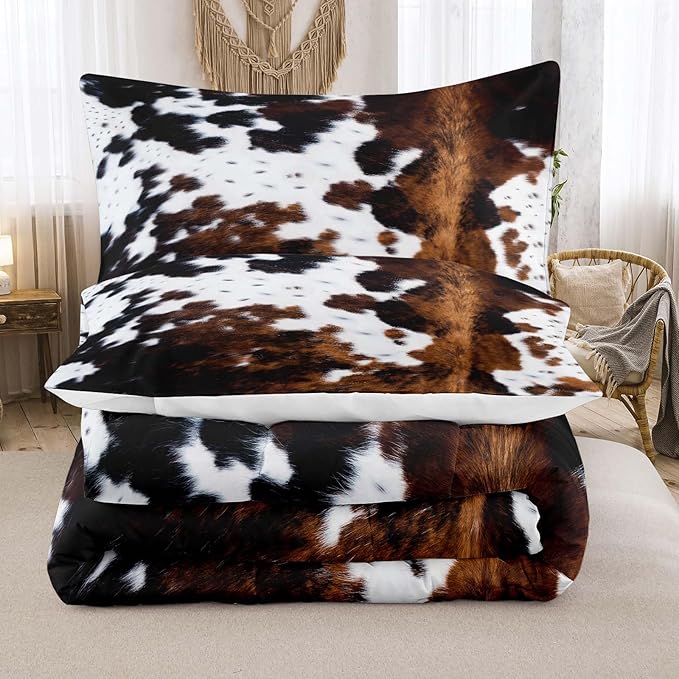 Tailor Shop Full Size Bedding Set with Cow Print, 3Pcs Comforter and Pillowcases, All Seasons, for Kids Teens Boys Girls
