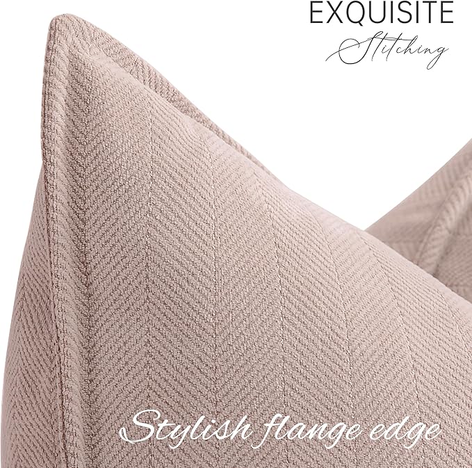 ZWJD Dusty Pink Pillow Covers 16x16 Set of 2 Chenille Throw Pillow Covers with Elegant Design Soft and Luxurious Decorative Throw Pillows for Couch, Bed, and Home Decor