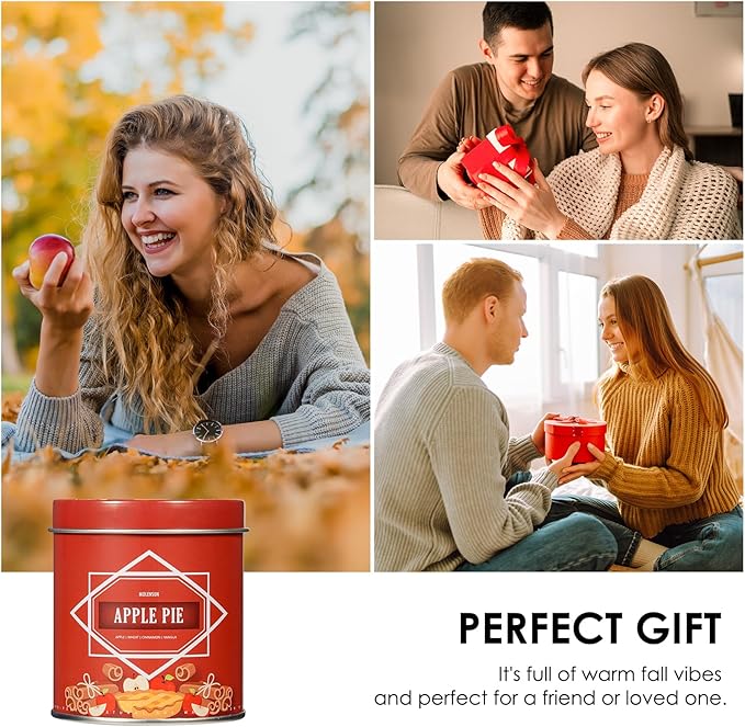 Fall Scented Candle – Apple Pie Soy Candle 9oz, 50 Hour Burn, Non-Toxic Autumn Decor, Holiday Gift for Women & Men