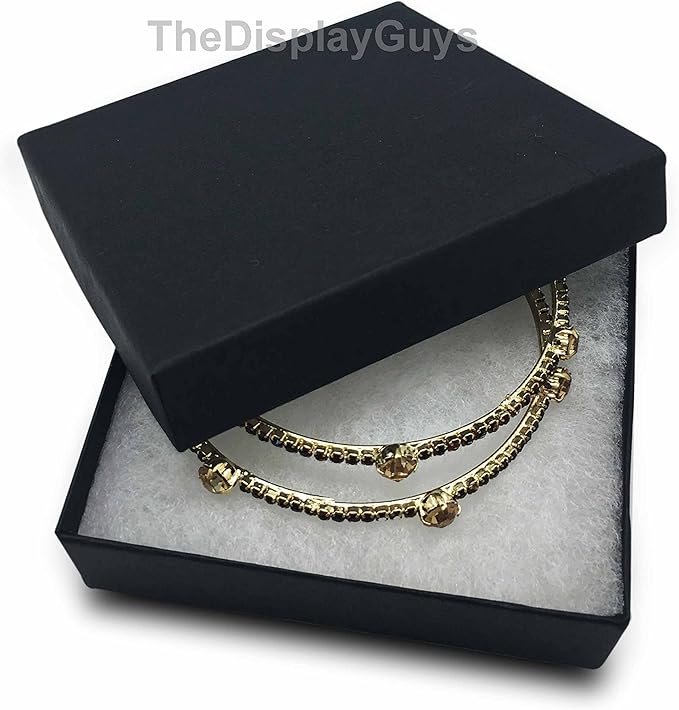 TheDisplayGuys - 25-Pack #99 Cotton Filled Cardboard Paper Jewelry Boxes Gift Case - Matte Black (5 Sizes Assortment) - for Shipping or Storage