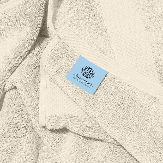 White Classic Luxury Bath Towels Set of 4 Large - 700 GSM Cotton Ultra Soft Bath Towels 27x54 | Highly Absorbent and Quick Dry | Hotel Towels for Bathroom Luxury, Plush Shower Towels, Ivory