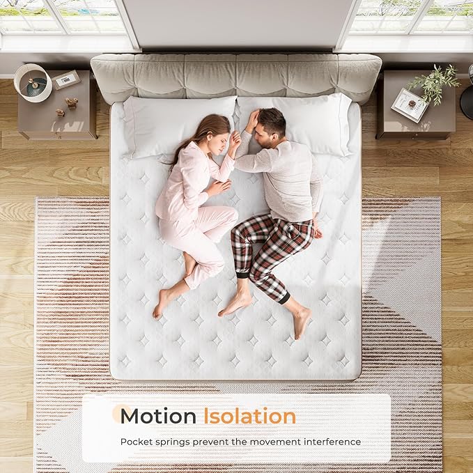 Vesgantti Queen Mattress, 10 Inch Memory Foam Hybrid Mattress in a Box, Queen Size, Medium Firm Support