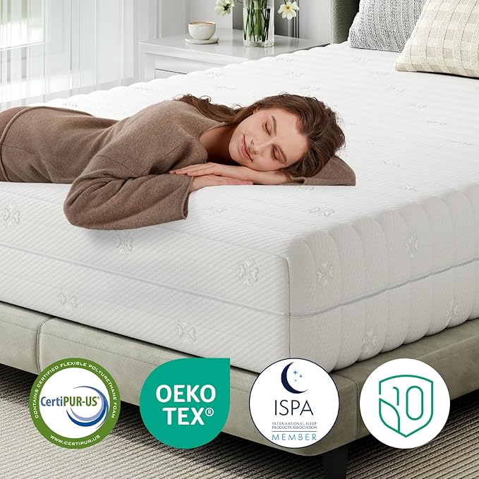 Novilla King Size Mattress, 10 Inch King Mattress, Comfort Foam Mattresses with Air Cutting Design & Breathable Cover for Cooling Night Sleep & Pressure Relief, CertiPUR-US Certified
