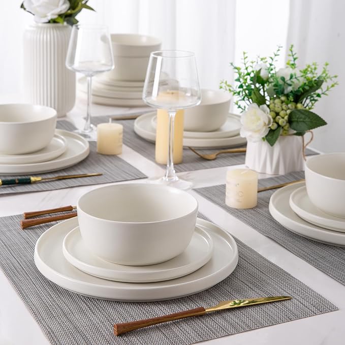 AmorArc Stoneware Dinnerware Sets for 8,Reactive Ceramic Plates and Bowls Set,Highly Chip and Crack Resistant | Dishwasher & Microwave Safe | Round Dishes Set Service for 8 (24pc)