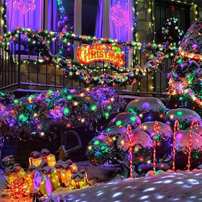 QITONG 500 LED 165ft Christmas String Lights Outdoor Waterproof, Multicolor Lights wiht 8 Modes, Green Wire Twinkle String Lights Plug in
