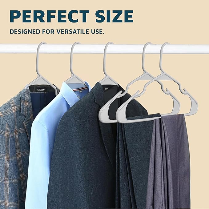Plastic Clothes Hangers – Heavy Duty Hanger Set, for Organizing Clothes, Dresses, and Coat, Holds Up to 5 lbs, Space-Saving Hangers with Non-Slip Shoulder Grooves, Pack of 10, Gray