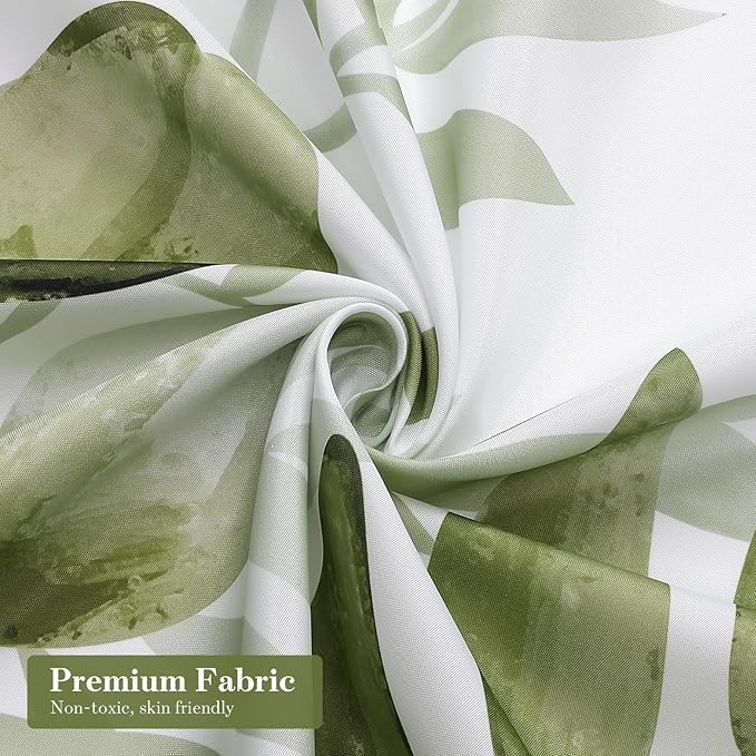 MitoVilla Sage Green Small Stall Shower Curtain 36 x 72, Plant Leaves Cloth Shower Curtain 36 inch, Modern Narrow Half Size Fabric Chic Shower Curtains for Vintage Bathroom Decor