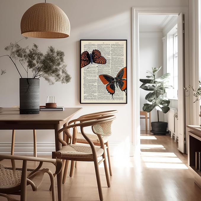 Poster Master Dictionary Butterfly Print - Moth and Insect Art - Gift for Men, Women & Animal Lovers - Chic Decor for Living Room or Bedroom - 8x10 Unframed Wall Art