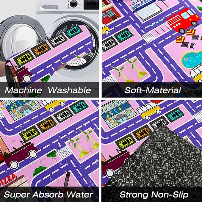 Road Map Carpet for Kids - Kids Rugs for Playroom Car Rugs for Girls Toy Play Mats for Floor City Play Mat, 2. 5x4 Feet