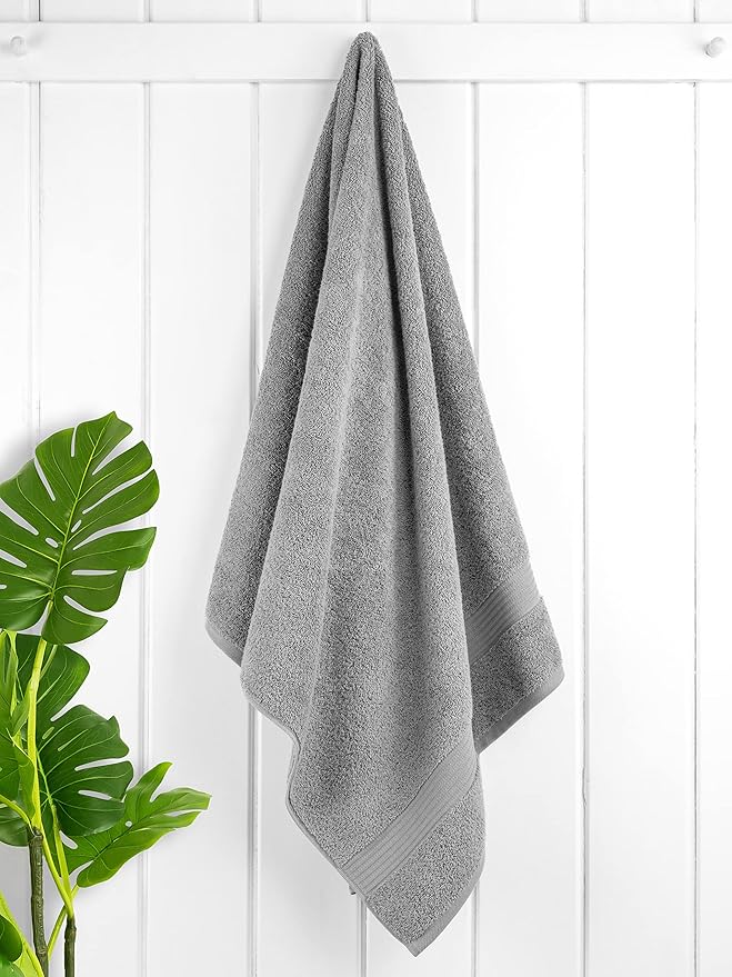 Cotton Paradise 4 Piece Turkish Bath Towels for Bathroom, 100% Cotton Extra Large Soft Plush Towels Bathroom Set, Light Gray