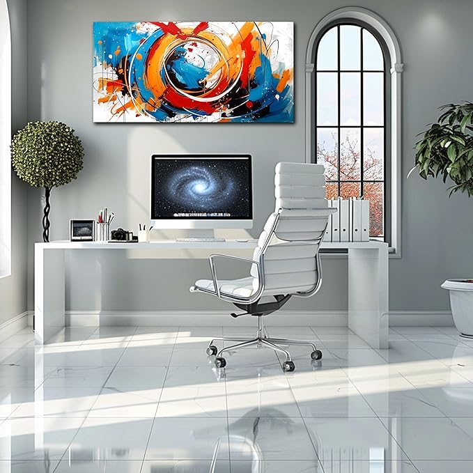 Abstract Wall Art for Office - Colorful Wall Art for Bedroom Ready to Hang Size 24" x 48"