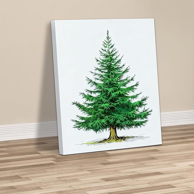 Framed Christmas Pictures Wall Decor,Vintage Pine Tree Prints,Winter Christmas Canvas Wall Art Decoration for Bedroom Bathroom Living Room Rustic Xmas Holiday Gifts (Christmas Tree 6, 24'' X 36'')