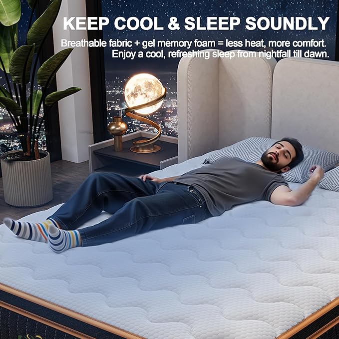 King Mattress 12 Inch, Hybrid Mattress King Size Bed in a Box, Memory Foam and Individual Pocket Springs, Edge Support, Motion Isolation & Pressure Relief, Medium Firm, 365-Night Trial