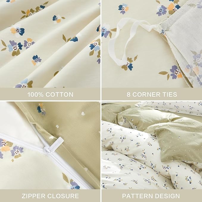 SAPHREAS Botanical Purple Flower Duvet Cover Set Full Size Purple Floral White Bedding Comforter Cover Set 100% Cotton 1 Duvet Cover 90"x80" 2 Pillow Shams, Comforter Not Included